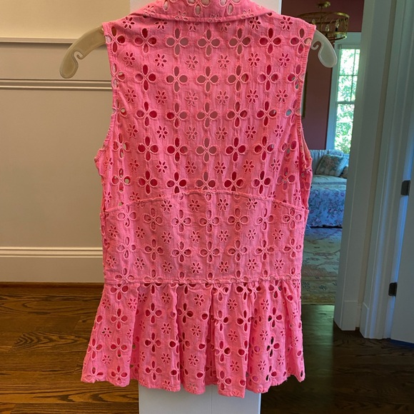 Guess eyelet embroidered Barbie pink summer top size XS - Picture 2 of 6